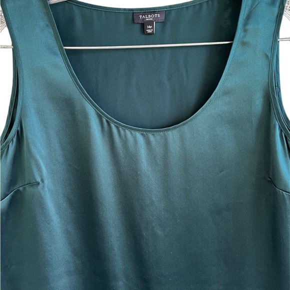 Talbots 100% Silk Emerald Green Tank Chemise Top Women’s 14P Dressy Party Office - Picture 3 of 7